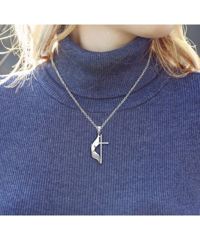 Ladies 925 Sterling Silver Polished 30mm Methodist Cross Pendant Necklace, 18in to 24in 18in, 1.4mm Rope Chain $34.56 Necklaces