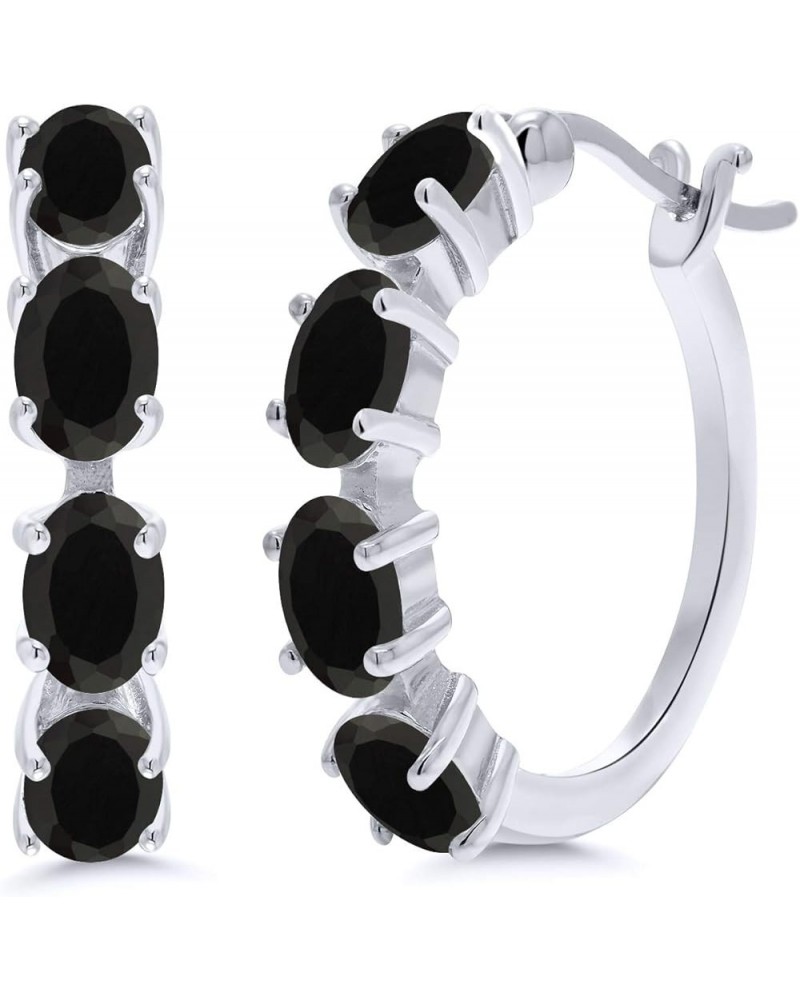 925 Sterling Silver Blue Sapphire Earrings For Women (4.40 Cttw, Oval 6X4MM) Onyx, December $42.39 Earrings