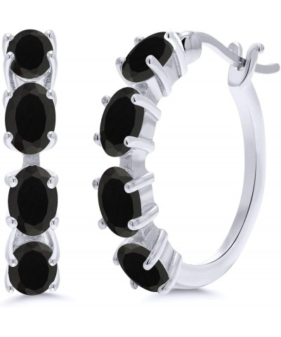 925 Sterling Silver Blue Sapphire Earrings For Women (4.40 Cttw, Oval 6X4MM) Onyx, December $42.39 Earrings