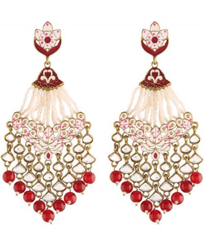 Ethnic Festive Wedding Party Wear Drop Dangle Earrings Indian Traditional Bollywood Fashion Jewelry for Women Maroon 2 $17.66...