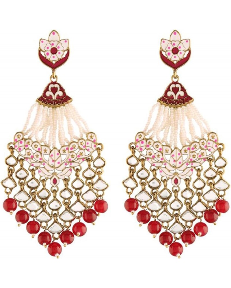 Ethnic Festive Wedding Party Wear Drop Dangle Earrings Indian Traditional Bollywood Fashion Jewelry for Women Maroon 2 $17.66...