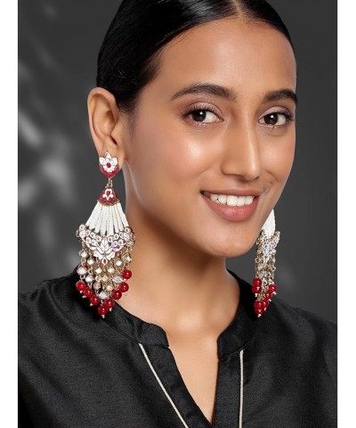 Ethnic Festive Wedding Party Wear Drop Dangle Earrings Indian Traditional Bollywood Fashion Jewelry for Women Maroon 2 $17.66...