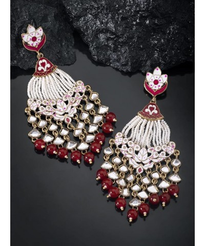 Ethnic Festive Wedding Party Wear Drop Dangle Earrings Indian Traditional Bollywood Fashion Jewelry for Women Maroon 2 $17.66...