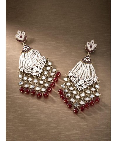 Ethnic Festive Wedding Party Wear Drop Dangle Earrings Indian Traditional Bollywood Fashion Jewelry for Women Maroon 2 $17.66...