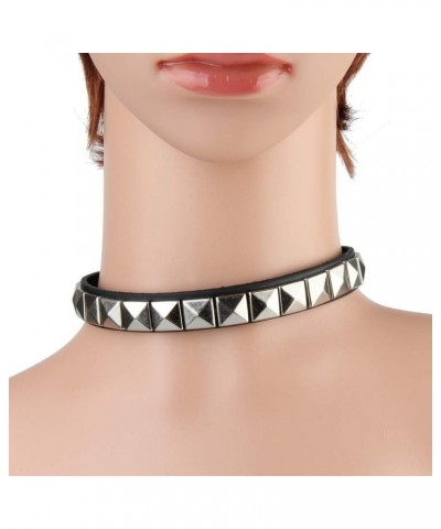 Punk Rock Gothic Black Rivet Leather Spiked Necklace Collar Neckband Leather Choker Necklace for Women Girls Mom Gifts Adjust...