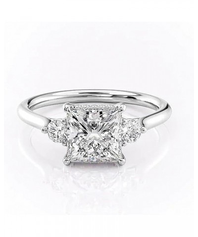 10K 14K 18K Solid Gold Princess Cut Moissanite Rings for Women, 1/1.5/2/2.5/3 Carat Center Moissanite Wedding Engagement Ring...