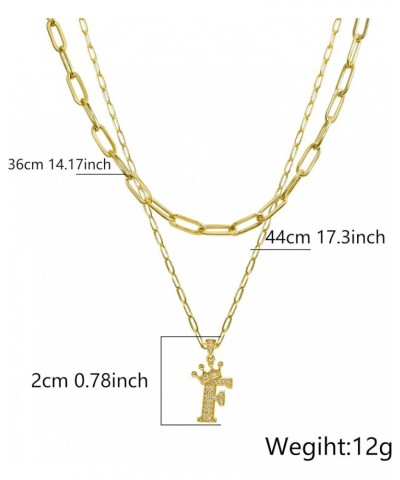 Dainty Layered Initial A-Z Necklaces for Women Trendy, 18K Gold Plated Paperclip Chain Necklace Cute Crown Letter Pendant Ini...