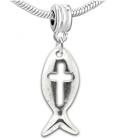 Dangling Jesus Fish Charm Charm Bead for Snake Chain Charm Bracelets $8.24 Bracelets