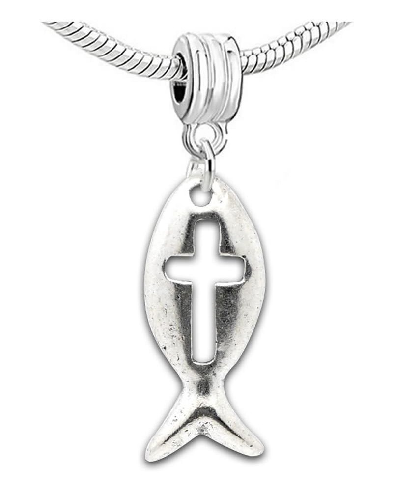 Dangling Jesus Fish Charm Charm Bead for Snake Chain Charm Bracelets $8.24 Bracelets