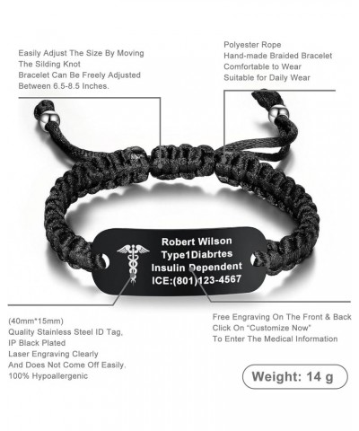 Medical Alert Bracelets for Women Personalized | Medical Alert ID Bracelets | Tow-Tone Polyester Rope Handmade Braided Emerge...