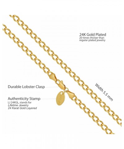 Diamond Cut Curb Link Chain Necklaces for Men & Women 24k Gold Plated (4mm 5.5mm 7mm) 26 inches 5.5mm Gold $26.63 Necklaces