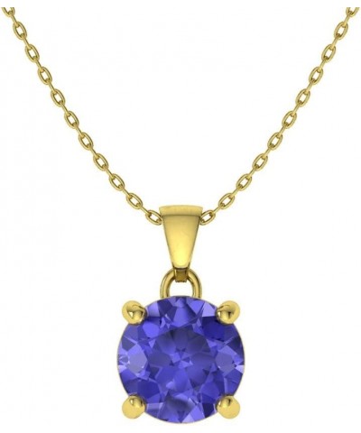 Natural and Certified Gemstone Solitaire Petite Necklace in 14k Solid Gold | 0.31 Carat Pendant with Chain Tanzanite 14K Yell...