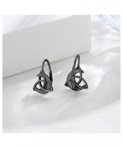 Celtic Moon Stud Earrings 925 Sterling Silver Crescent Earrings Celtic Knot Triangle Vintage Stud Earrings Good Luck irish gi...