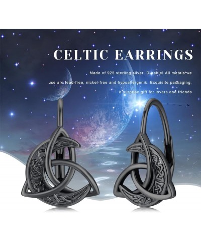 Celtic Moon Stud Earrings 925 Sterling Silver Crescent Earrings Celtic Knot Triangle Vintage Stud Earrings Good Luck irish gi...