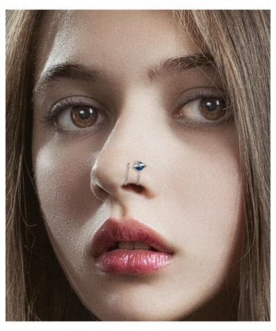 16PCS Double Nose Ring Hoop For Single Piercing Stainless Steel Dangle Spiral Nose Rings Snake Flower Butterfly Planet Angel ...