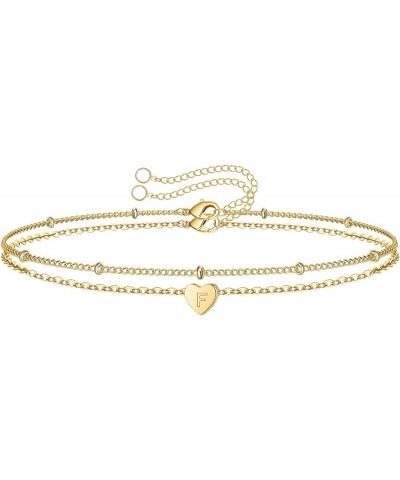 Gold Chain Initial Bracelets Girls Fashion Luxury Plated Layered Initial Bracelets Jewelry Gifts for Women F One Size $5.79 B...