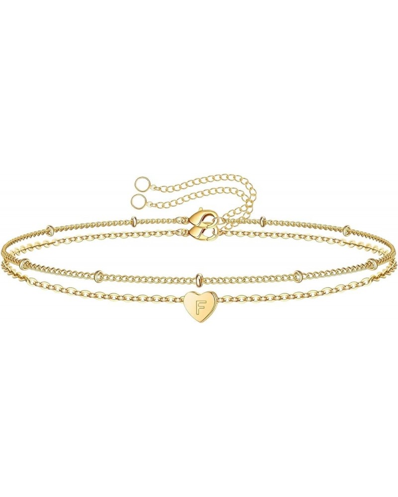 Gold Chain Initial Bracelets Girls Fashion Luxury Plated Layered Initial Bracelets Jewelry Gifts for Women F One Size $5.79 B...