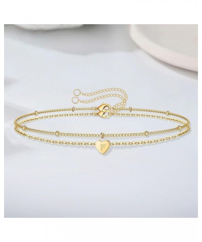 Gold Chain Initial Bracelets Girls Fashion Luxury Plated Layered Initial Bracelets Jewelry Gifts for Women F One Size $5.79 B...