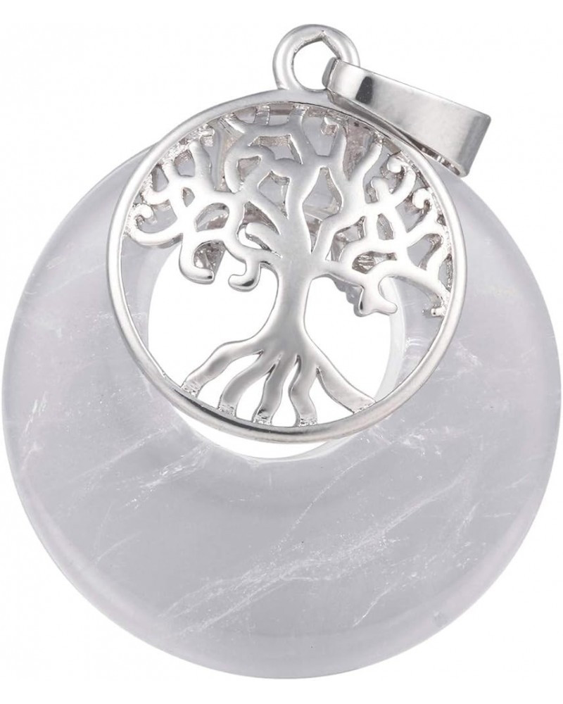 Lucky Coin Stone Tree of Life Necklace for Women Men, Handmade Healing Crystal Amulet Pendant with Chain for Unisex White $8....