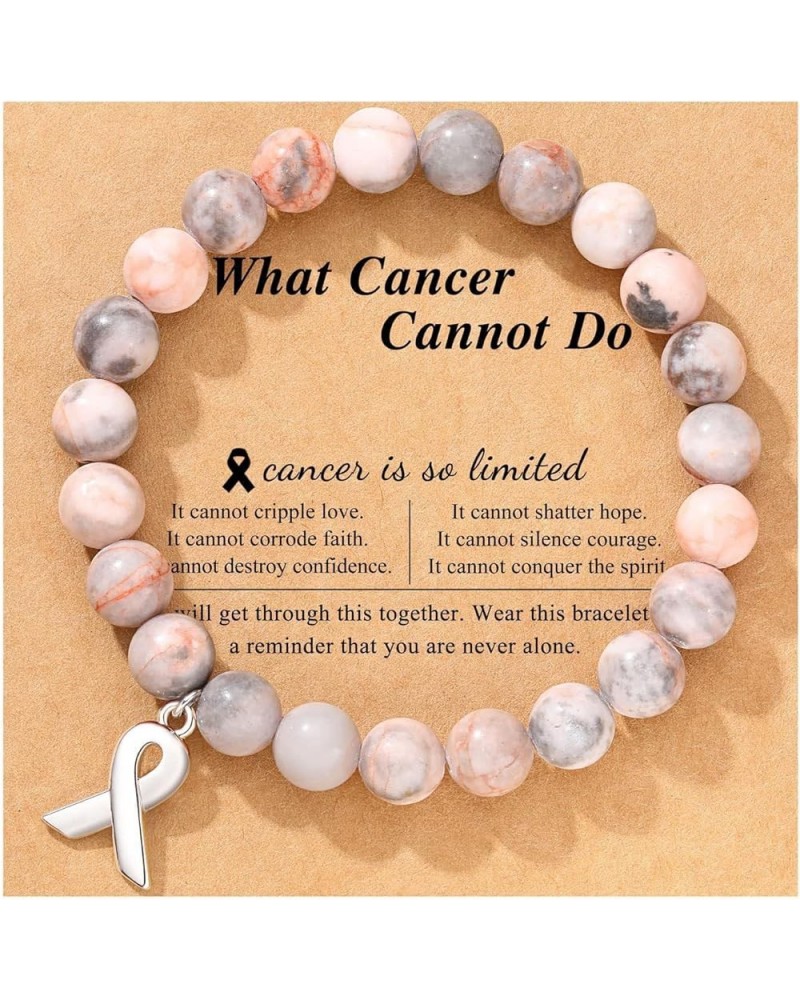 Breast Cancer Bracelet for Women Natural Stone Bracelet for Girls Inspirational Bracelet Breast Cancer Gifts B $9.17 Bracelets