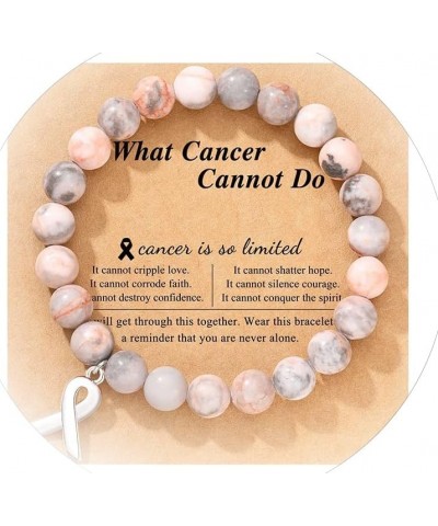 Breast Cancer Bracelet for Women Natural Stone Bracelet for Girls Inspirational Bracelet Breast Cancer Gifts B $9.17 Bracelets