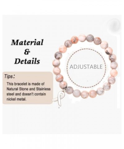 Breast Cancer Bracelet for Women Natural Stone Bracelet for Girls Inspirational Bracelet Breast Cancer Gifts B $9.17 Bracelets