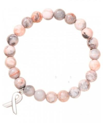 Breast Cancer Bracelet for Women Natural Stone Bracelet for Girls Inspirational Bracelet Breast Cancer Gifts B $9.17 Bracelets