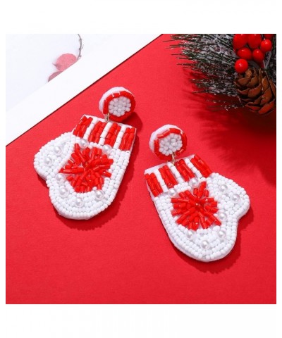 Christmas Earrings Beaded Xmas Tree Dangle Earring for Women Handmade Bead Holiday Ugly Sweater Hat Gloves Drop Earrings Fest...