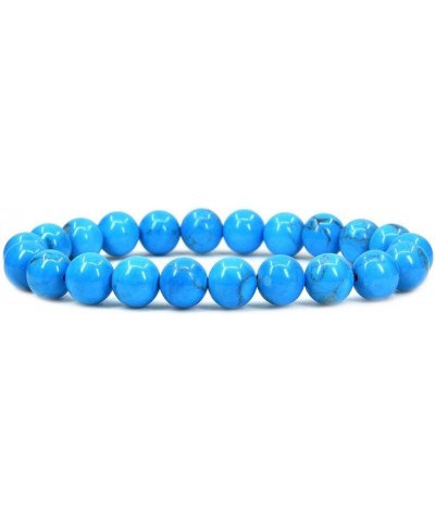 Handmade Gem Semi Precious Gemstone 8mm Round Beads Stretch Bracelet 7" Unisex Turquoise Howlite $8.82 Bracelets