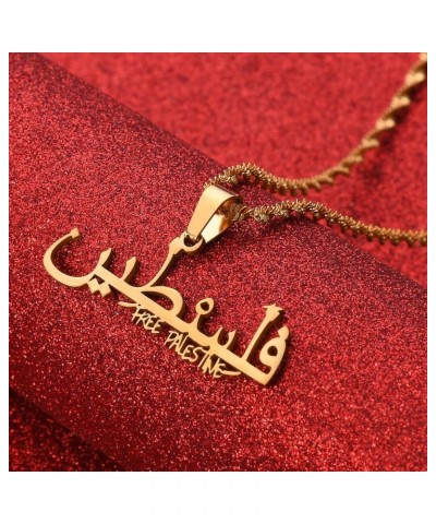 Palestine in Arabic Pendant Necklace Free Palestine Amulet Chain Jewelry C $8.41 Necklaces