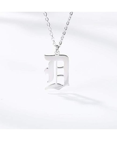 Old English Font Initial Letter Necklace Stainless Steel Alphabet Pendant Birthday Gift for Women MZ-NE-Silver--M $11.26 Neck...