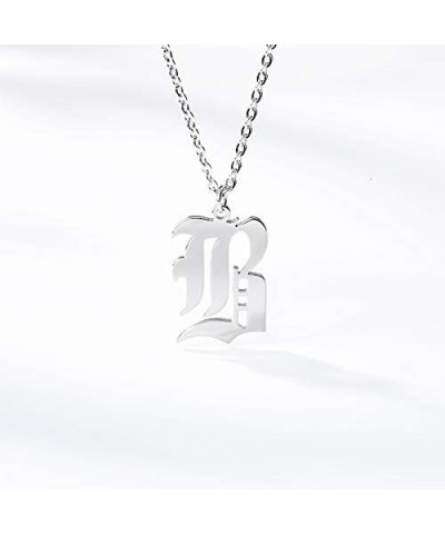 Old English Font Initial Letter Necklace Stainless Steel Alphabet Pendant Birthday Gift for Women MZ-NE-Silver--M $11.26 Neck...