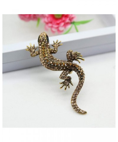 Mvude Retro Lizard Gecko Lapel Pin Rhinestone Reptile Animal Pin Brooch Dainty Costume Jewelry Accessories for Men Women,Yell...