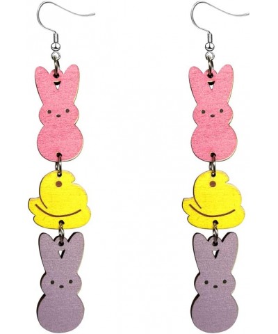 Easter Earrings Wooden Bunny Rabbit Eggs Gnome Drop Dangle Earrings Holiday Jewelry Gift for Women Girls Bunny Eggs $5.19 Ear...