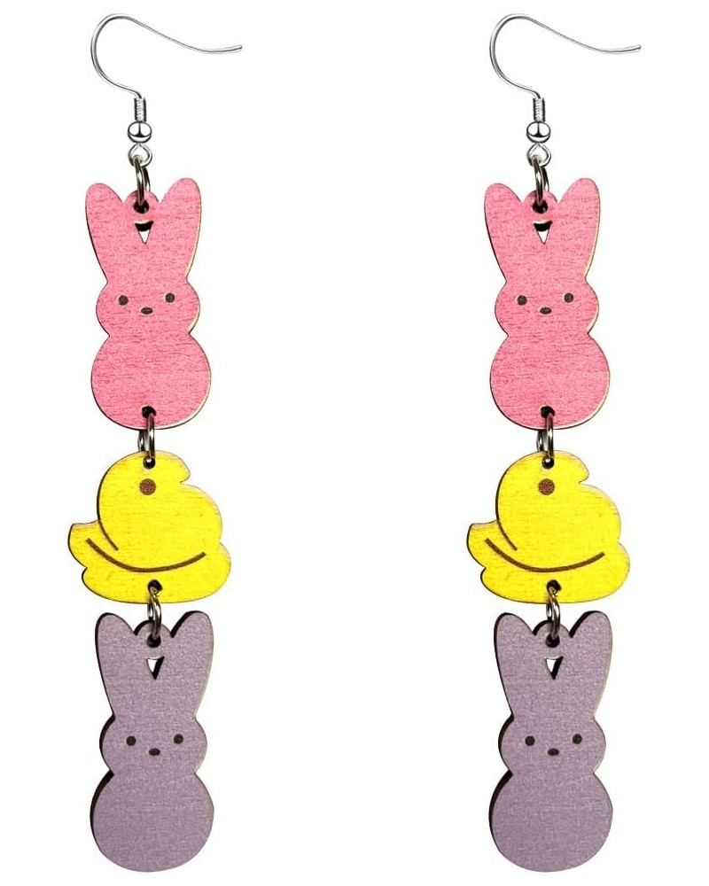 Easter Earrings Wooden Bunny Rabbit Eggs Gnome Drop Dangle Earrings Holiday Jewelry Gift for Women Girls Bunny Eggs $5.19 Ear...