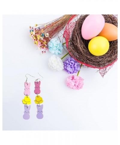 Easter Earrings Wooden Bunny Rabbit Eggs Gnome Drop Dangle Earrings Holiday Jewelry Gift for Women Girls Bunny Eggs $5.19 Ear...