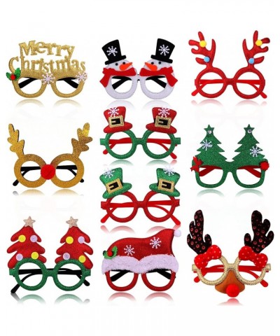 10-12Pcs Christmas Glasses Frame Glitter Xmas Party Eyeglasses Glasses Eyewear Party Favor for Christmas Decoration Type A: 1...