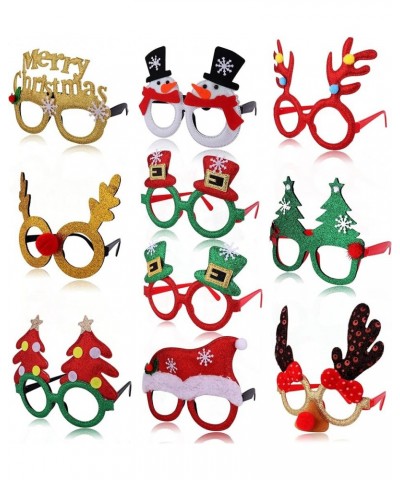 10-12Pcs Christmas Glasses Frame Glitter Xmas Party Eyeglasses Glasses Eyewear Party Favor for Christmas Decoration Type A: 1...