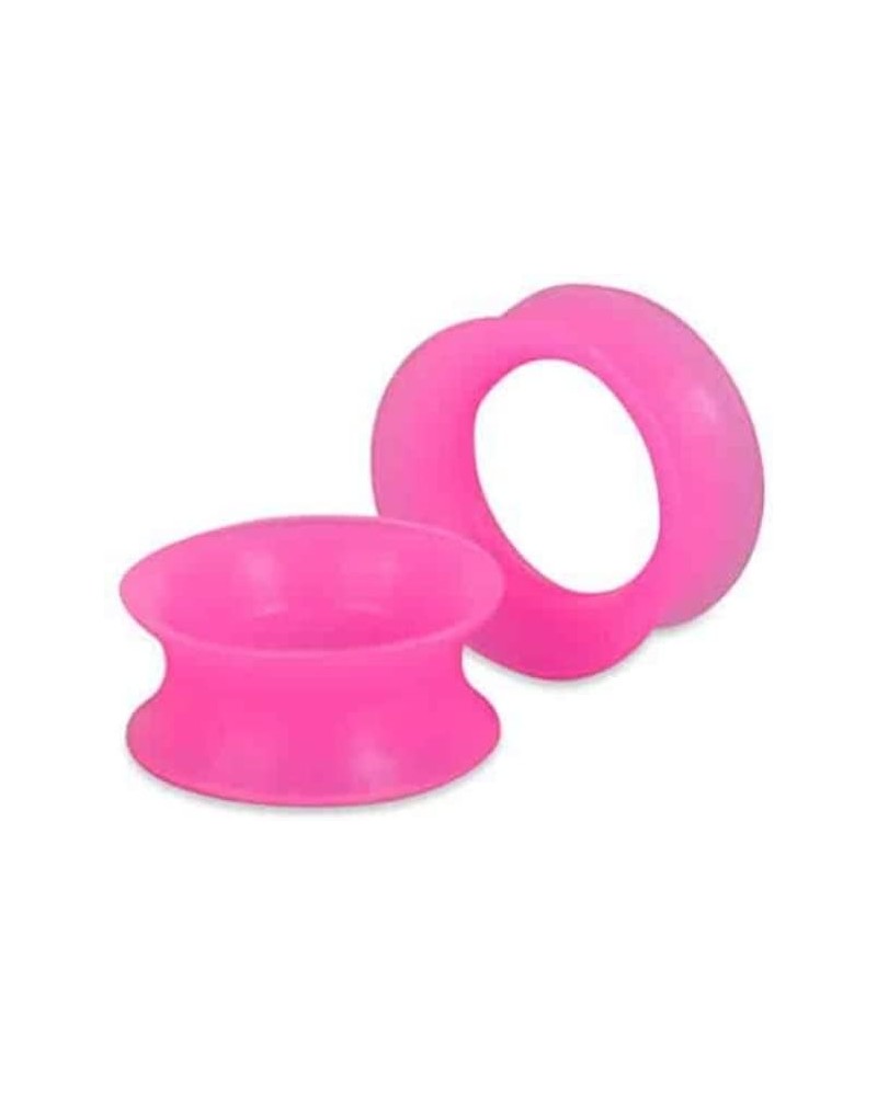 Pair 0G (8MM) PINK SILICONE EARSKIN TUNNELS Double Flare Gauges Super Ultra Thin Soft Flexible Flesh Plugs (2pcs) $5.49 Body ...