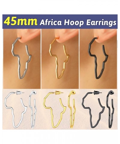 African Map Shaped Drop Earrings Stainless Steel/18K Gold Plated Statement Africa Jewelry Ear Charms for Women Teen Girls 02....