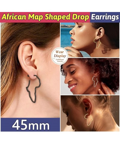 African Map Shaped Drop Earrings Stainless Steel/18K Gold Plated Statement Africa Jewelry Ear Charms for Women Teen Girls 02....