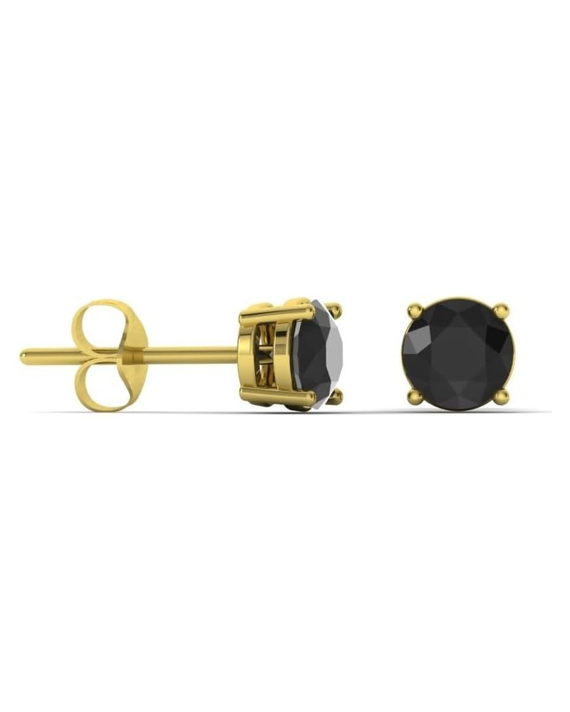 Natural and Certified Gemstone Solitaire Petite Stud Earrings in 14K Solid Gold | 0.20 Carat Earrings for Women Black Diamond...