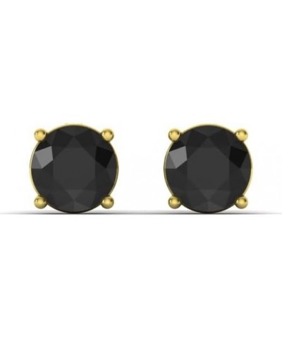 Natural and Certified Gemstone Solitaire Petite Stud Earrings in 14K Solid Gold | 0.20 Carat Earrings for Women Black Diamond...