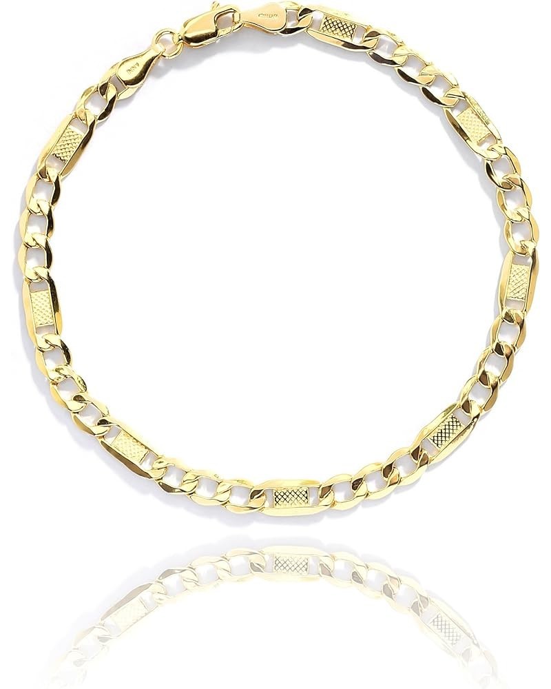 10k Yellow Gold 5mm Hollow Bar Figaro Chain Bracelet and Anklet for Women and men 10.0 Inches $91.18 Anklets