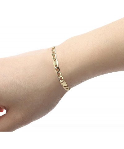 10k Yellow Gold 5mm Hollow Bar Figaro Chain Bracelet and Anklet for Women and men 10.0 Inches $91.18 Anklets