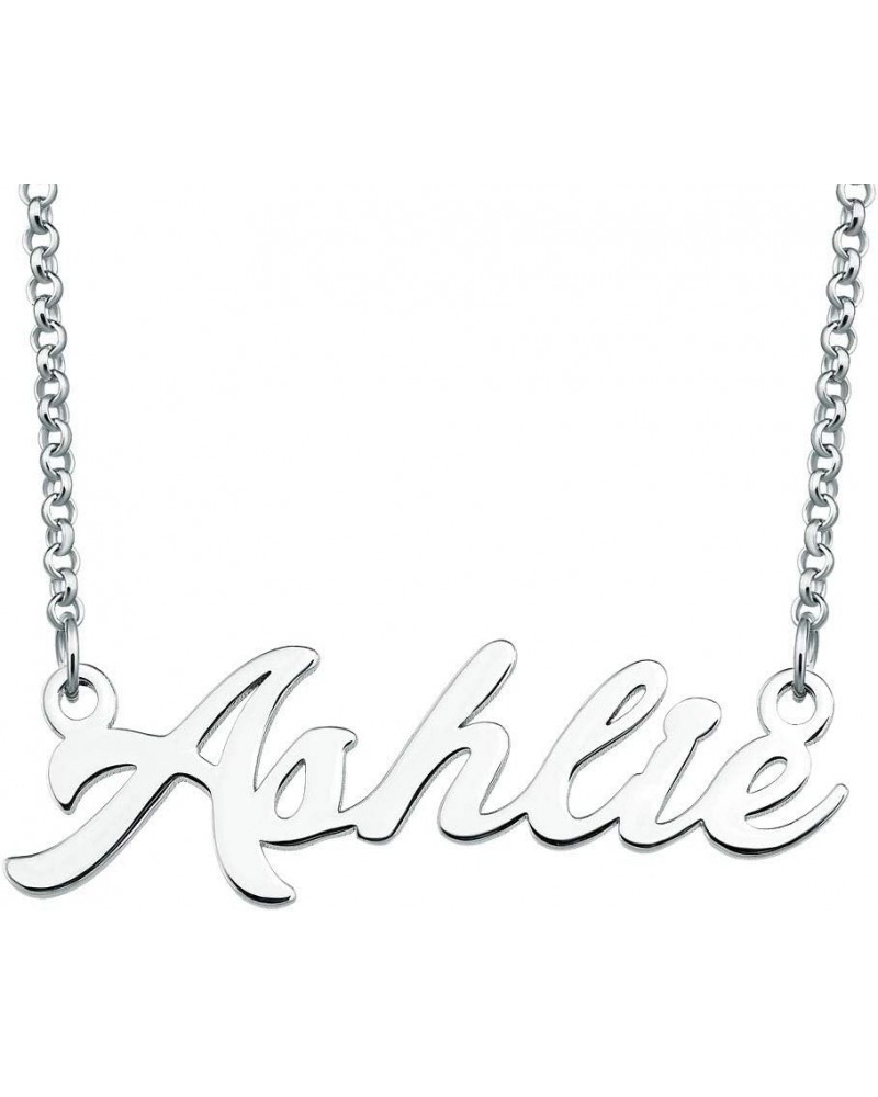 925 Sterling Silver Personalized Name Necklace Custom Made Nameplate Pendant Christmas Jewelry Gift for Women Girl Ashlie $13...