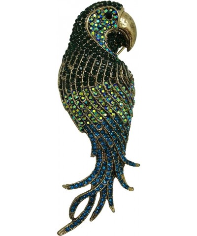 TTjewelry 4.45" Vintage Elegant Parrot Rhinestone Crystal Brooch Pin Bird Pendant Green $14.03 Brooches & Pins