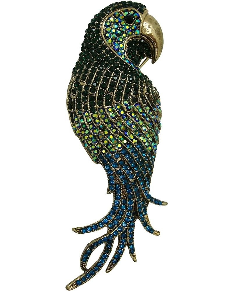 TTjewelry 4.45" Vintage Elegant Parrot Rhinestone Crystal Brooch Pin Bird Pendant Green $14.03 Brooches & Pins