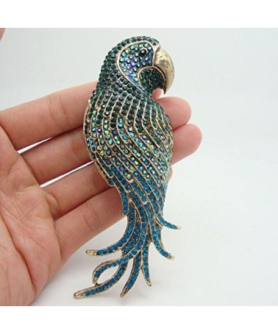 TTjewelry 4.45" Vintage Elegant Parrot Rhinestone Crystal Brooch Pin Bird Pendant Green $14.03 Brooches & Pins