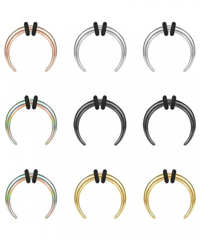 9Pcs 14G 16G Pincher Tapers Septum Rings, Stainless Steel Buffalo Horseshoe Stretcher Expander Piercing for Stretching Pierce...